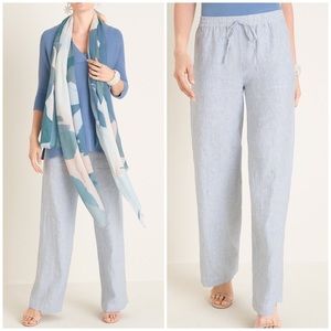 {Chico’s} Blue & White Linen Pants